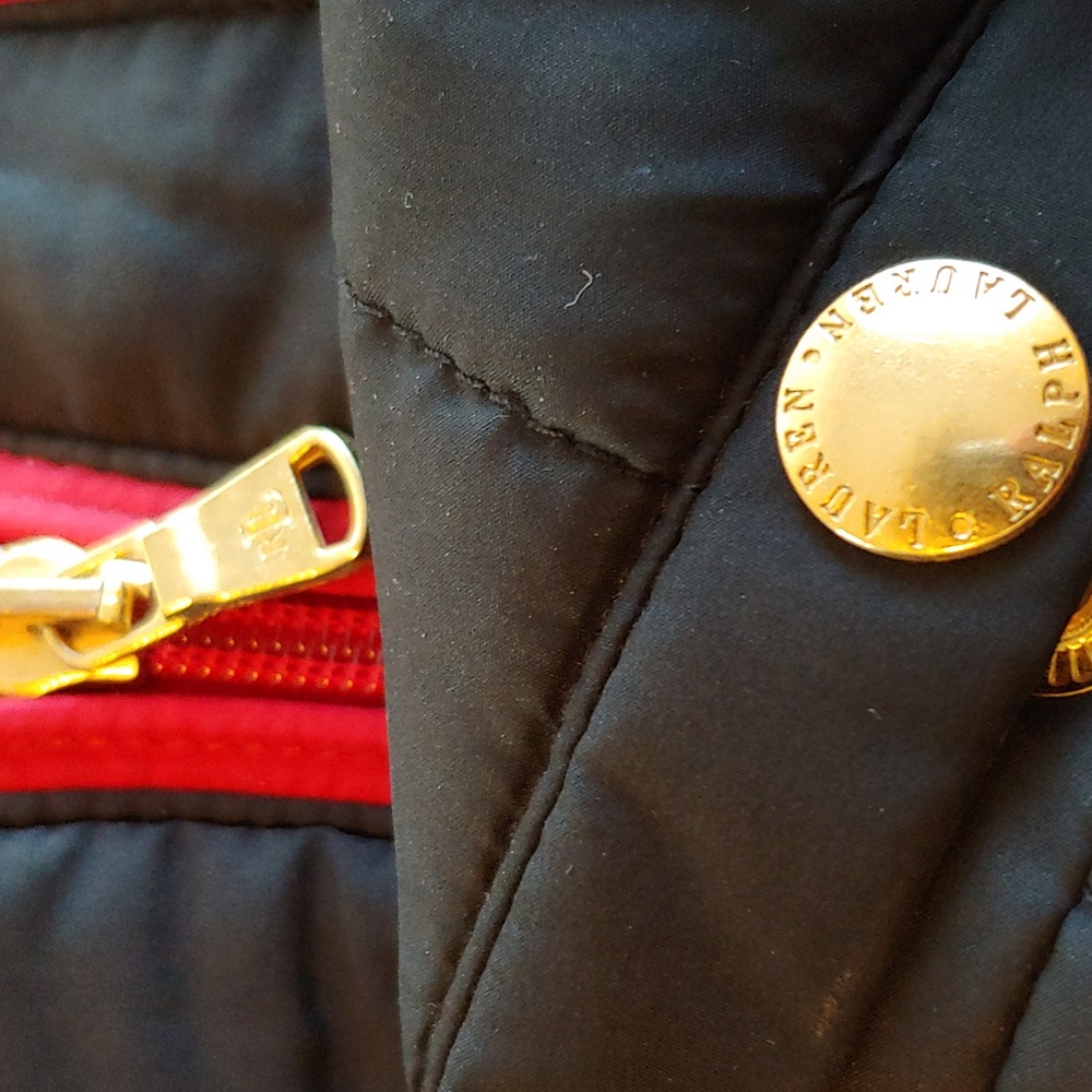 Lauren Ralph Lauren Red and Black Quilted Puffer Vest Women's Petite Large - Picture 14 of 15